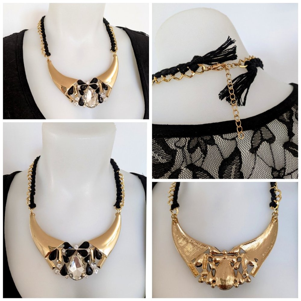 NWOT Golden Chic Egyptian Necklace W/ Faux Diamond